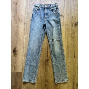 Current/Elliot The Soulmate High Rise Slim Straight Jeans 24 Light Destroyed